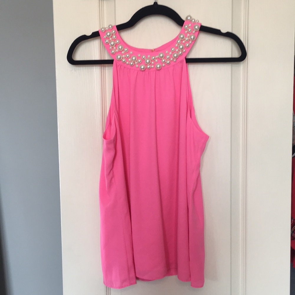 NEW pink tank top with pearls